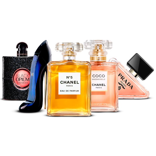 Set od 5 parfema – Black Opium, Good Girl, Chanel N°5, Coco Mademoiselle i Prada Paradoxe [100 ml svaki]